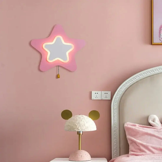 Applique murale rose avec fil enfant
