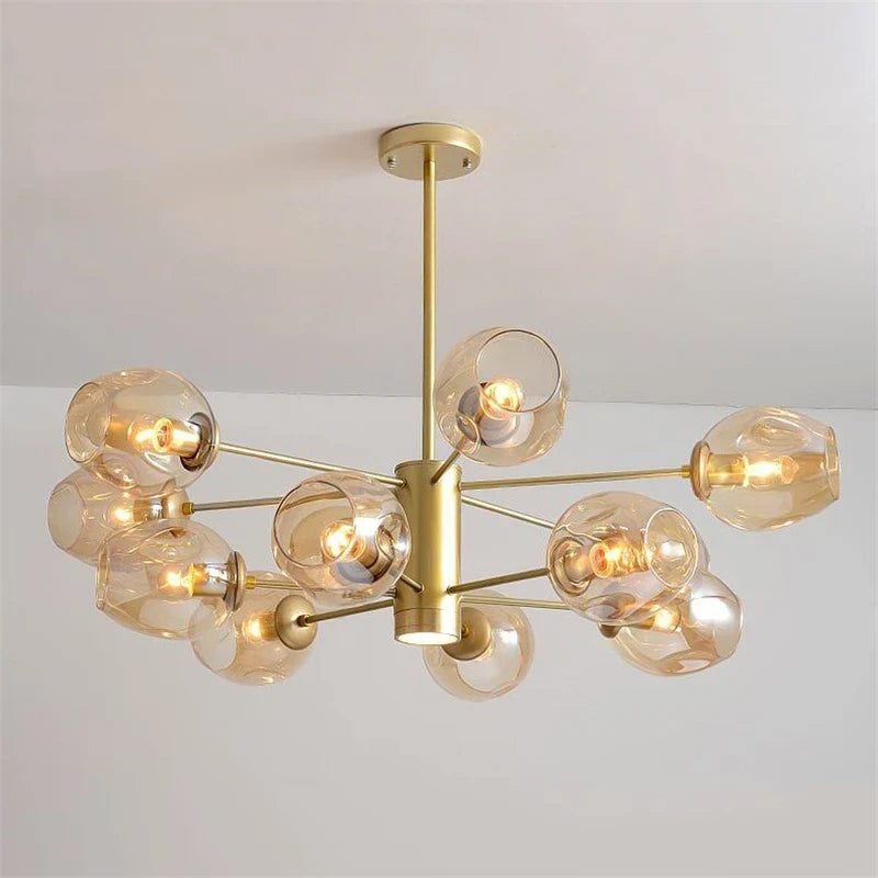 lustre nordique moderne en verre et fer pour décoration