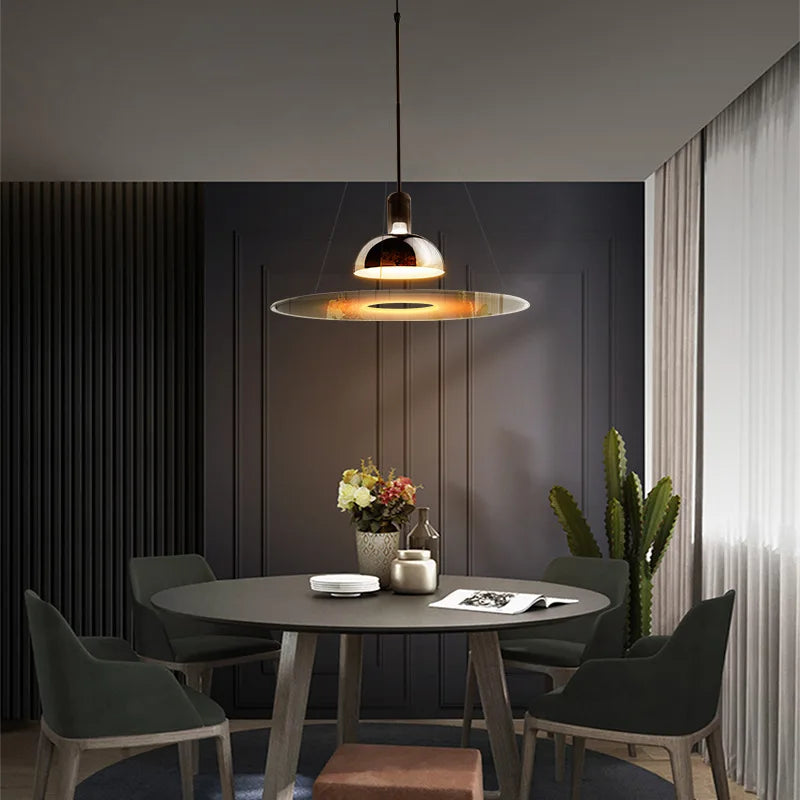 lustre d'art design italien rond moderne soucoupe volante