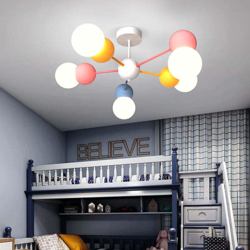 lustre nordique pour enfants dessin animé led suspension