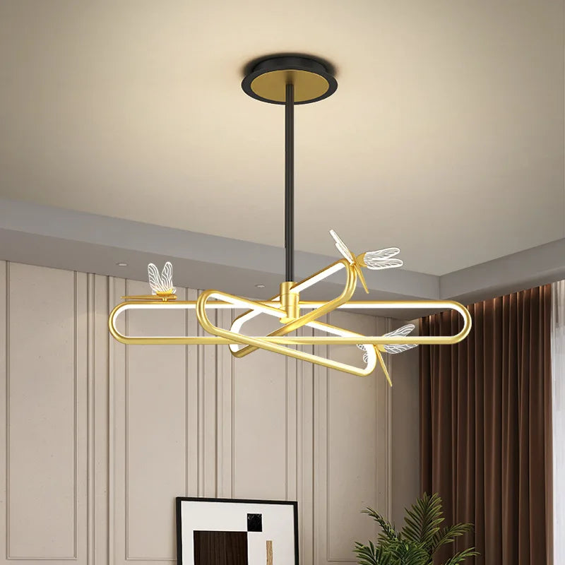 lustre nordique de luxe libellule led rétractable moderne