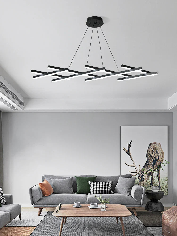 lustre led minimaliste moderne avec bandes lumineuses créatives