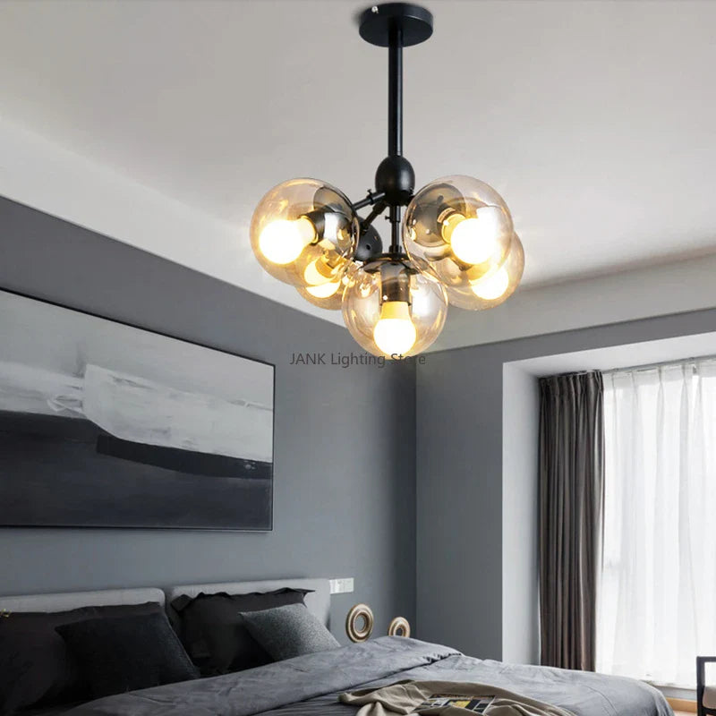 lustre style industriel rétro boule de haricot en verre led créative