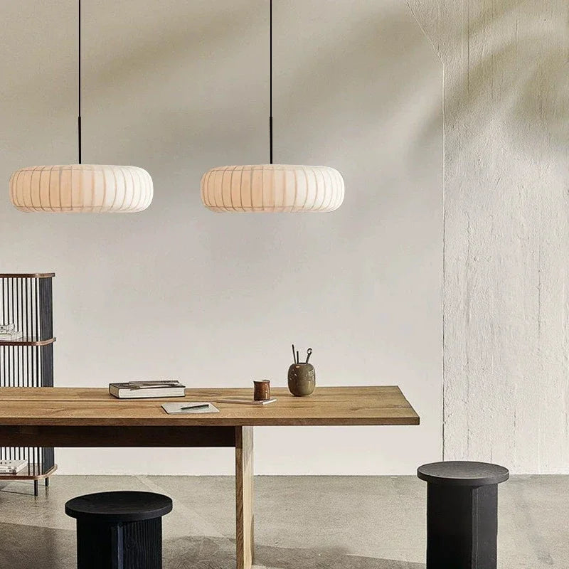 lustre nordique simple wabi sabi en soie led loft