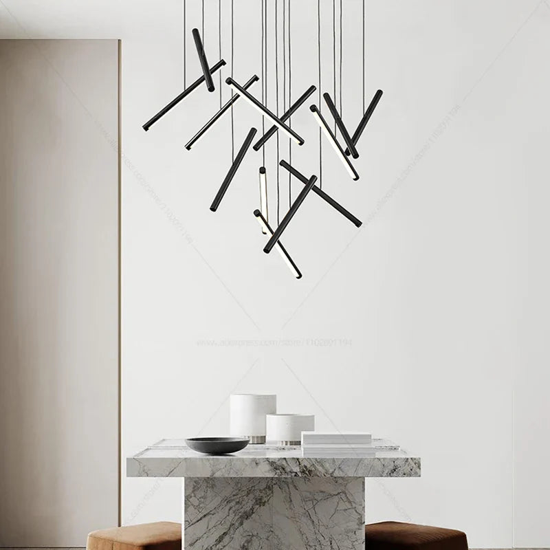 lustre design minimaliste en forme de branche pour loft