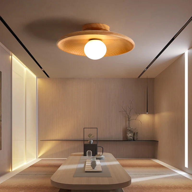 Plafonnier en bois LED nordique pour salon plafonnier en bois