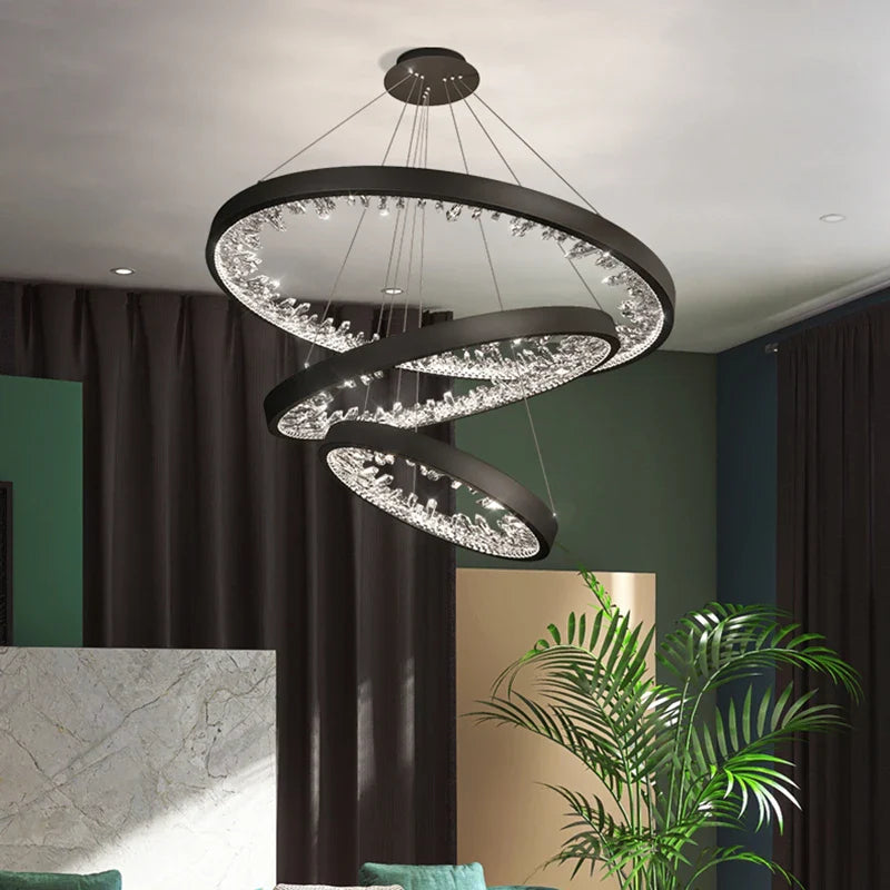 lustre moderne en cristal avec éclairage led pour villa