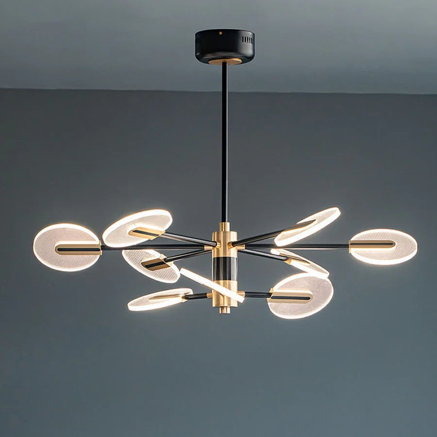 lustre nordique en fer avec led rotative créative