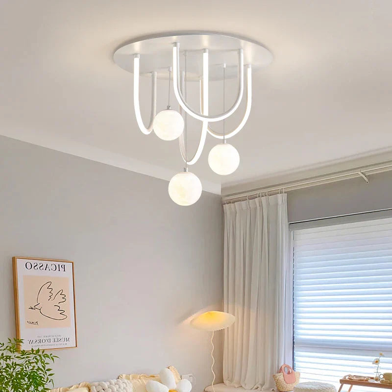 lustre design 3d led lune boule ronde suspension intérieur