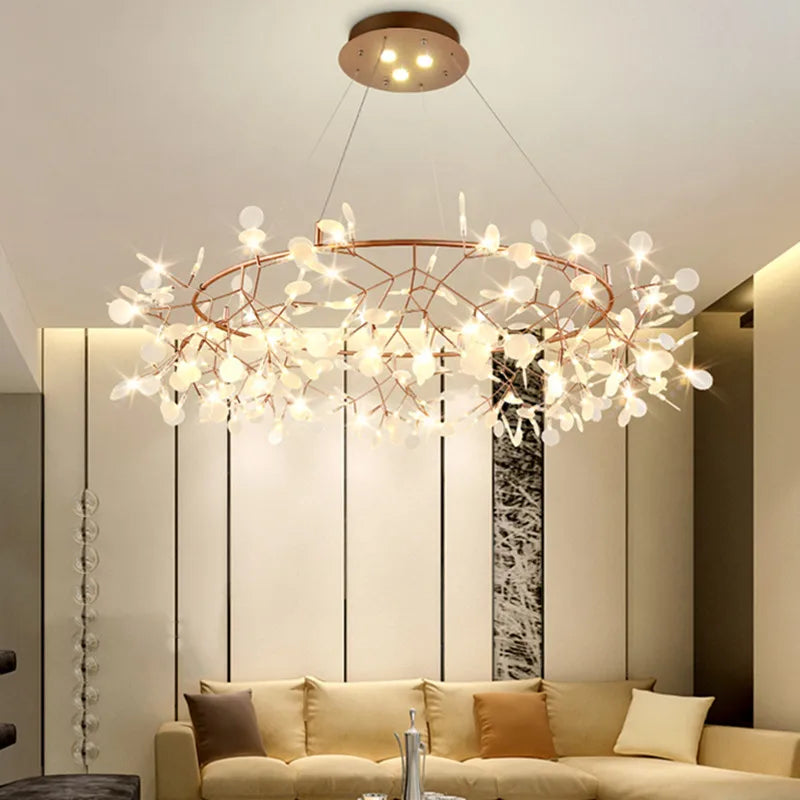 lustre led moderne avec branches rondes pour suspension