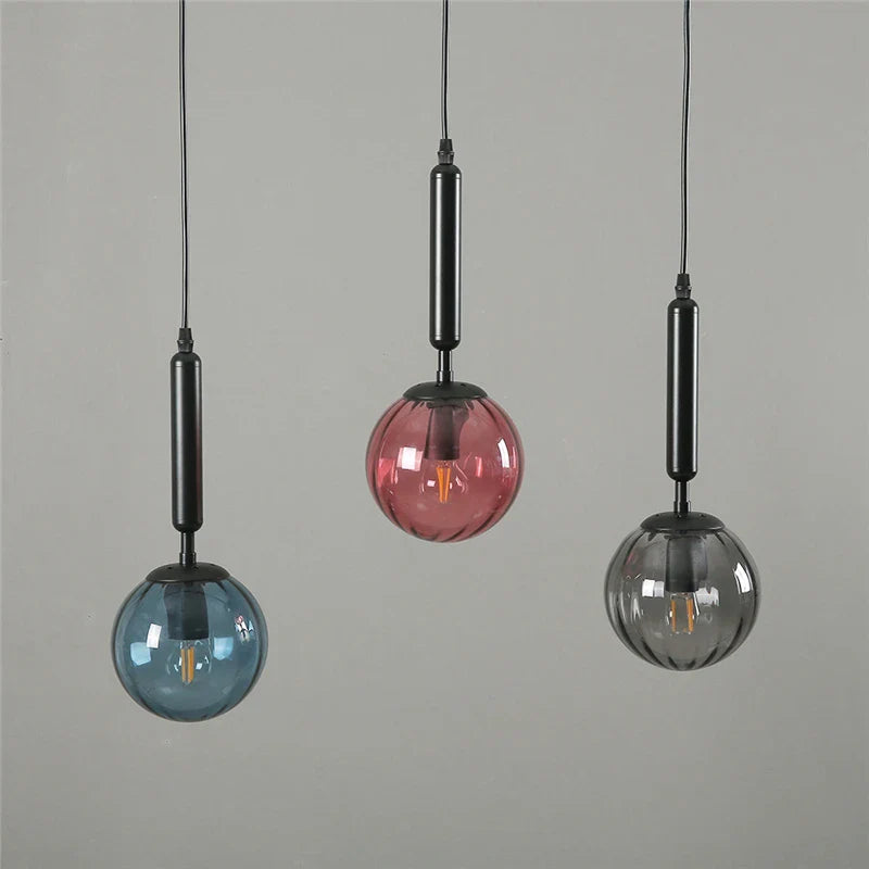 lustre led vintage en boule de verre pour décoration moderne