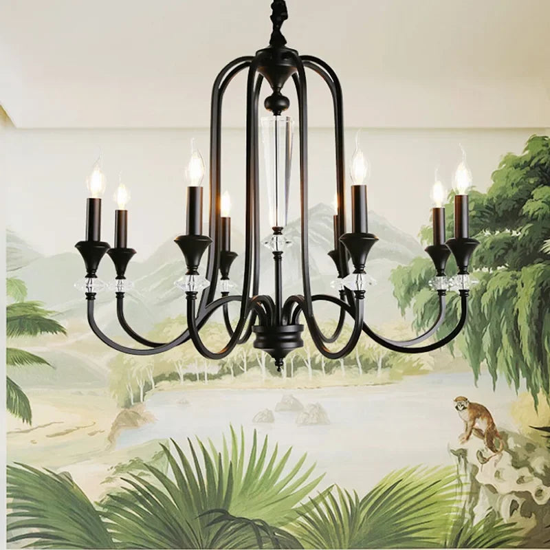 lustre rétro en cristal avec lampes led pour salon luxueux