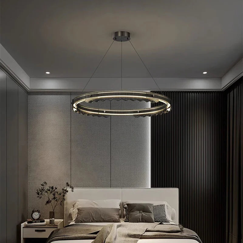 lustre moderne design rond en métal pour éclairage intérieur