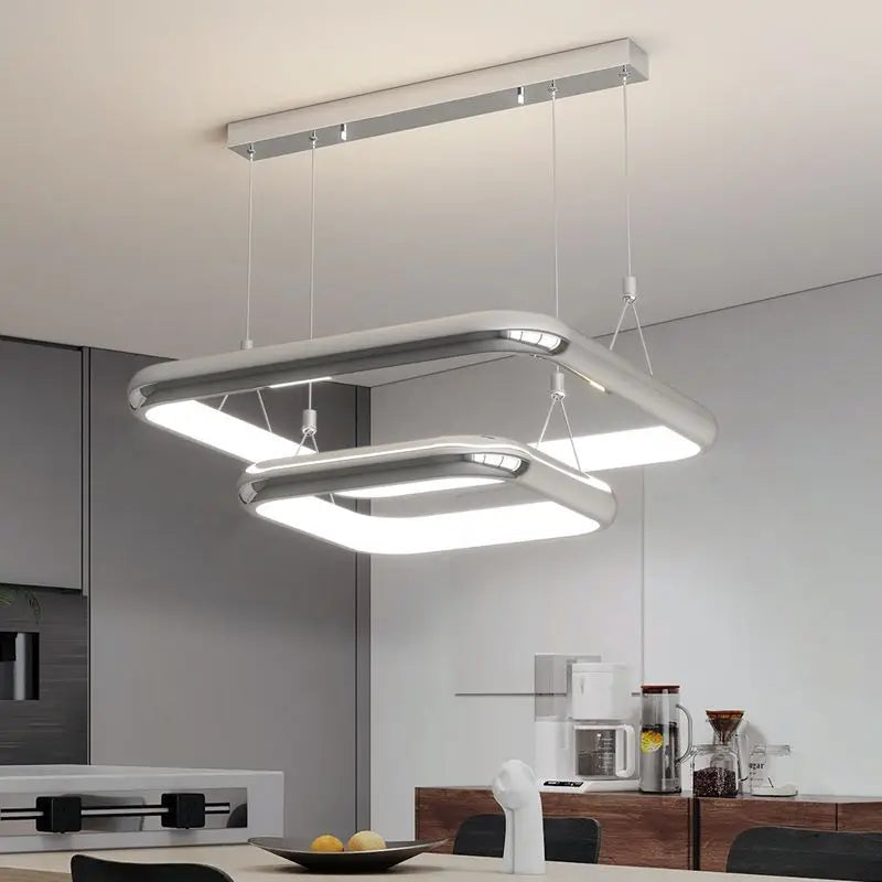 lustre moderne led suspension carrée perle pour maison