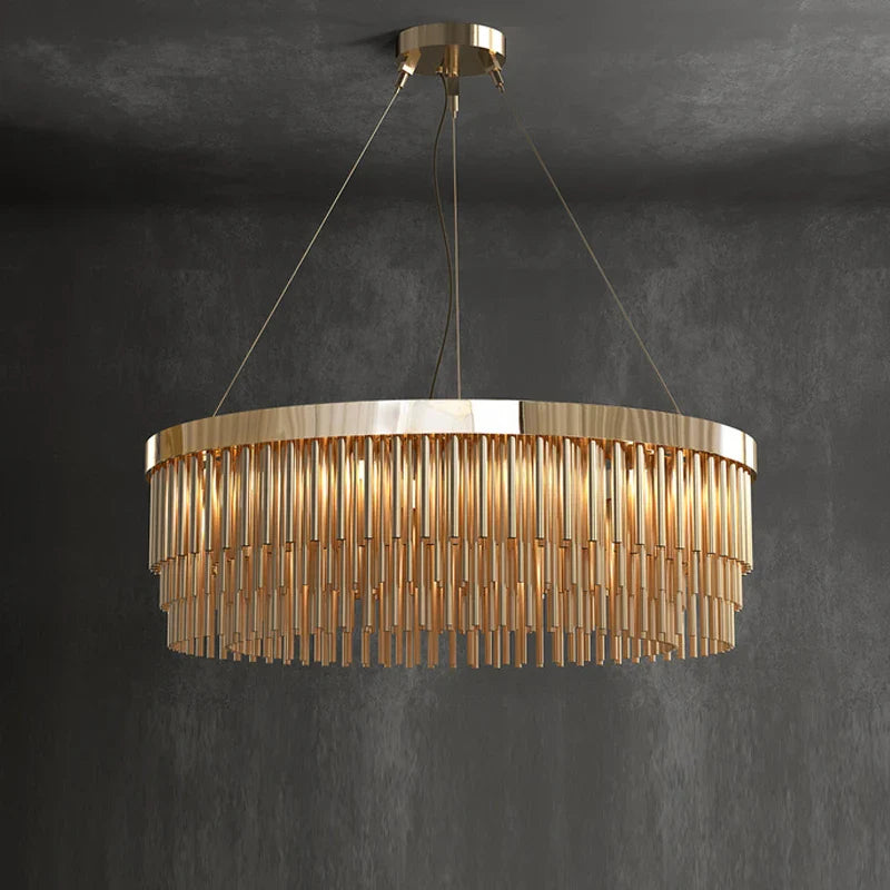 lustre de luxe post-moderne nordique en acier inoxydable