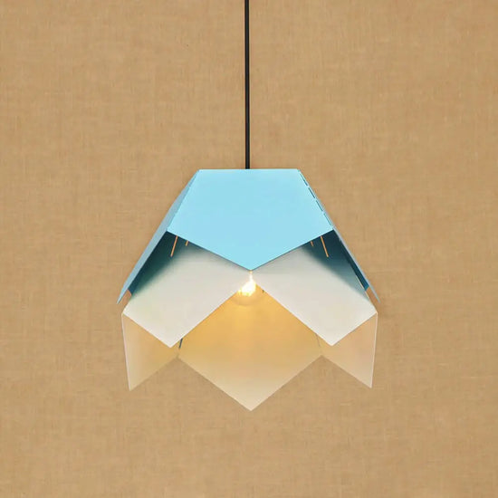 Abat-Jour Led Fleur Origami Moderne Bleu Luminaire Chambre