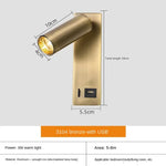 Applique Led 3W Usb Créative Bronze Murale Chambre