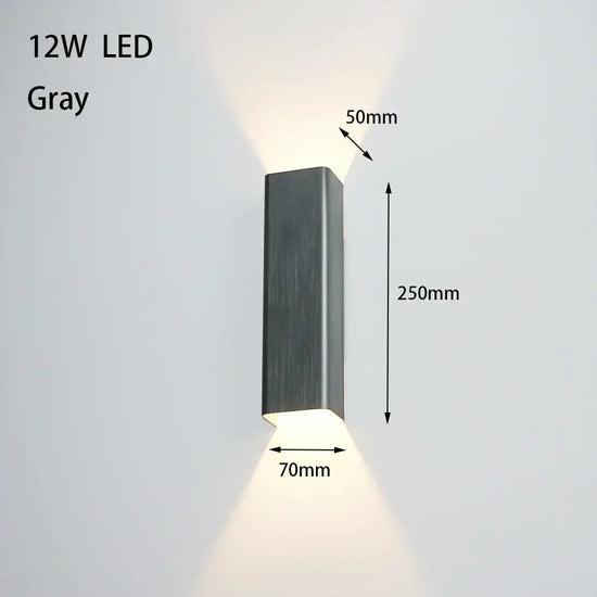 Applique Led Intérieure Design Élégante Murale Luminaire Gris 12W Chambre