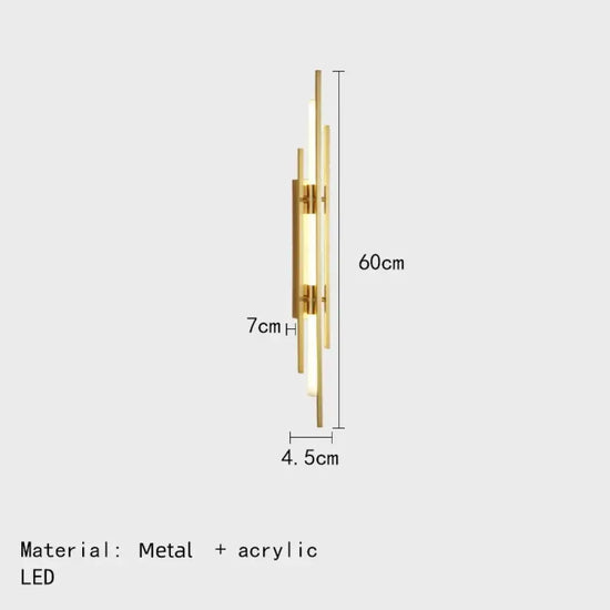Applique Led Nordique Designer Luxe 60Cm-Or / Lumière Chaude (3000K) Murale Chambre