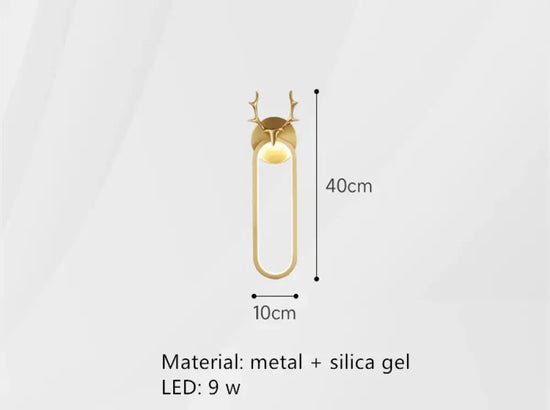Applique Murale À Led Cuivre Design Élégant Cerf A-40Cm-Or / Lumière Blanche Chambre