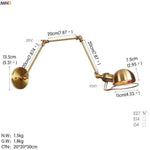 Applique Murale Antique Design Industriel Vintage C - Doré Chambre