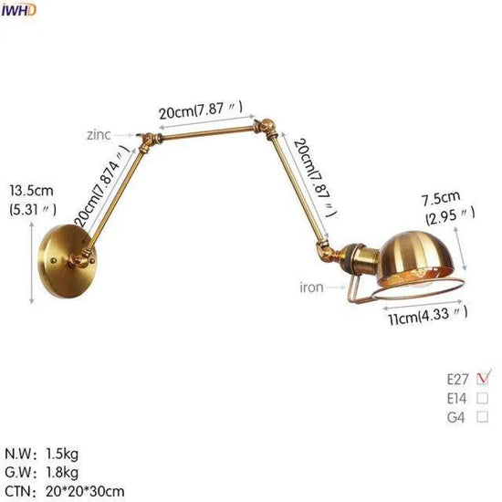 Applique Murale Antique Design Industriel Vintage C - Doré Chambre