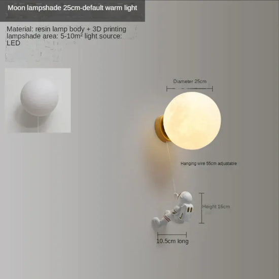 Applique Murale Astronaute Lumineux Design Spatial Kids. Style A 25Cm Chambre