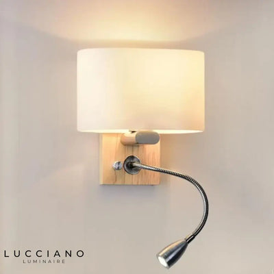 Wandlamp hoofdeinde slaapkamer met leeslamp rechthoekige witte kap