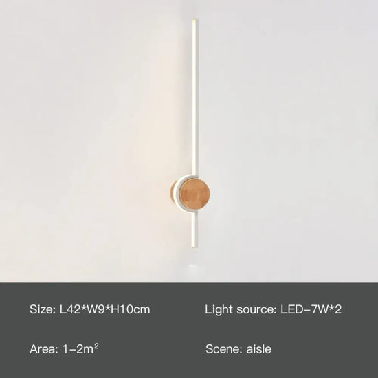 Applique Murale Bois Design Élégant Lumineux. Gauche-42Cm / Lumière Blanche-6000K Chambre