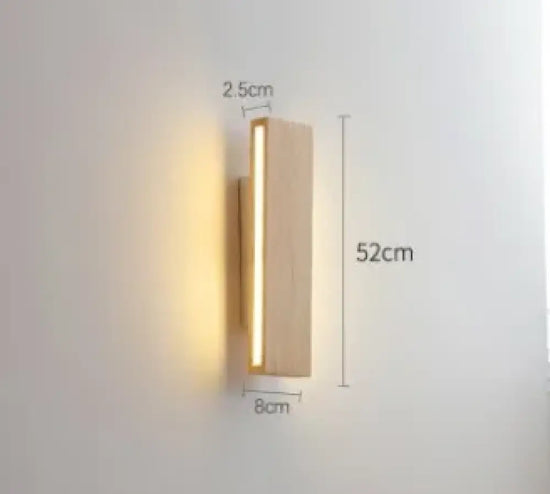 Applique Murale Bois Massif Lumineux Artisanal Élégant 52Cm / Blanc Froid (5500-7000K) Chambre