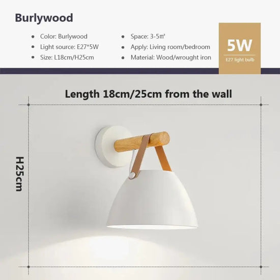 Applique Murale Bois Scandinave Lumière Design. Chambre