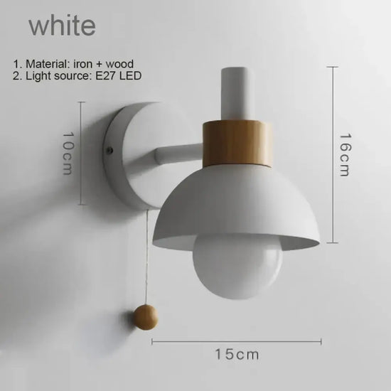 Applique Murale Bois Scandinave Sobre Élégante. Blanc / Chaud (2700-3500K) Chambre