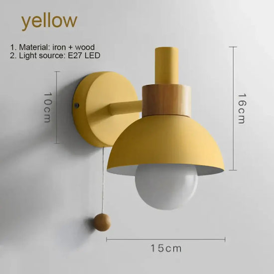 Applique Murale Bois Scandinave Sobre Élégante. Jaune / Blanc Chaud (2700-3500K) Chambre
