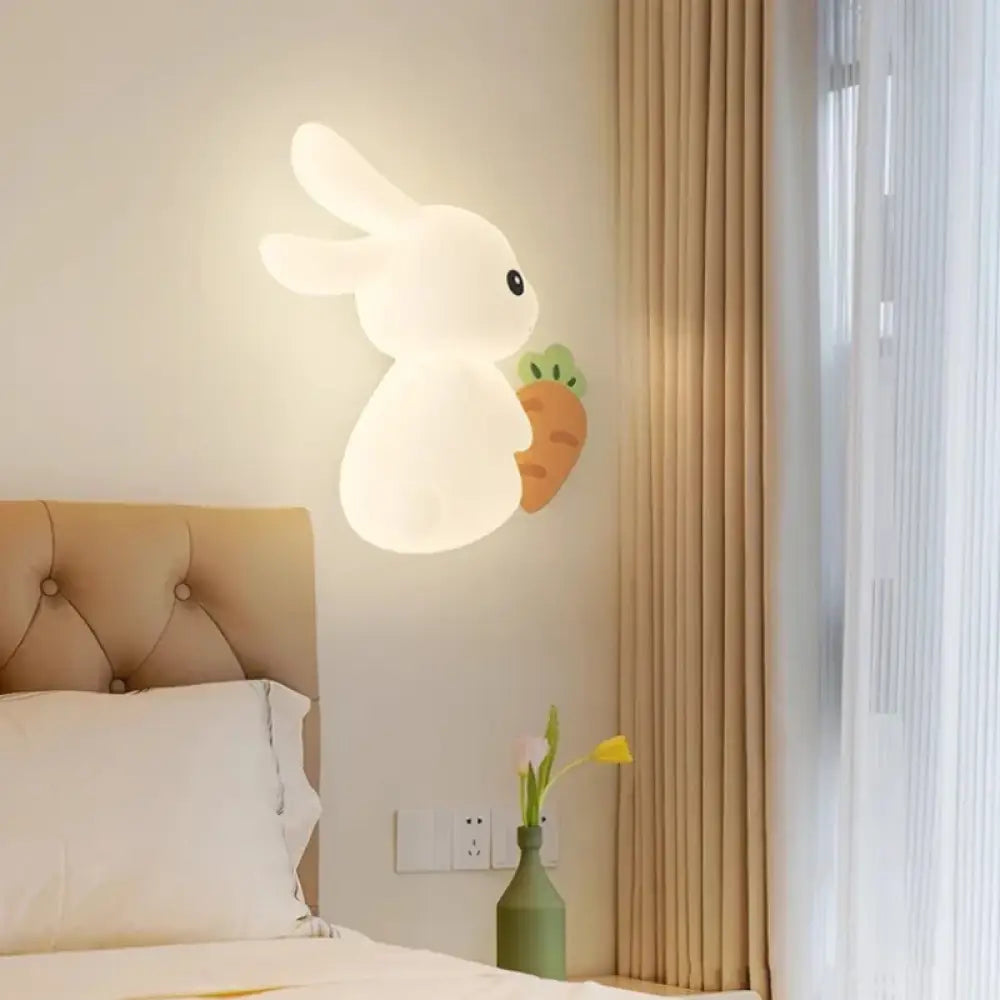Applique Murale Câblée Chambre Enfant - Impression 3D Boule De Lune, Animaux Mignons Lapin Panda Ours - Lampe Chevet Nordique Intensité Variable