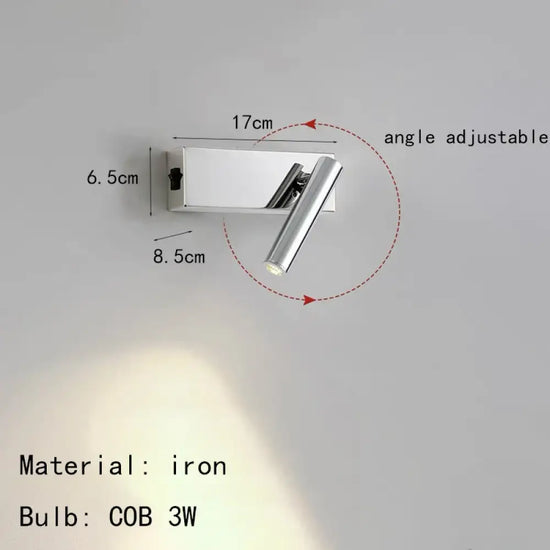 Applique Murale Chrome Design Élégant Angle Style-A / Lumière Chaude Chambre