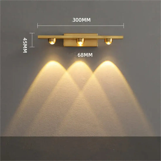 Applique Murale De Cuivre Design Raffinement Absolu. 3 Têtes 1 / Blanc Naturel (3 500-5 500 K).