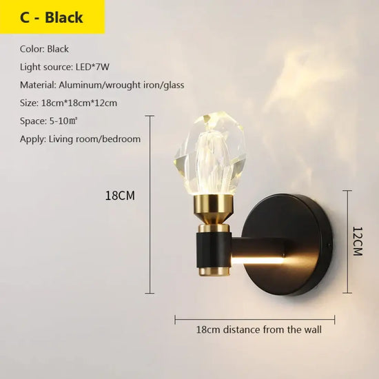 Applique Murale De Luxe Luminaire Élégant Contemporain. Type C Noir / Blanc Chaud Chambre