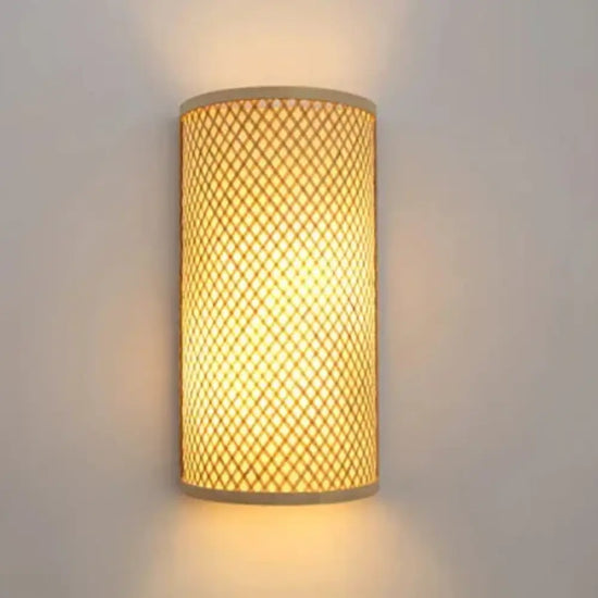 Applique Murale Demi-Cylindrique en Bambou Beige