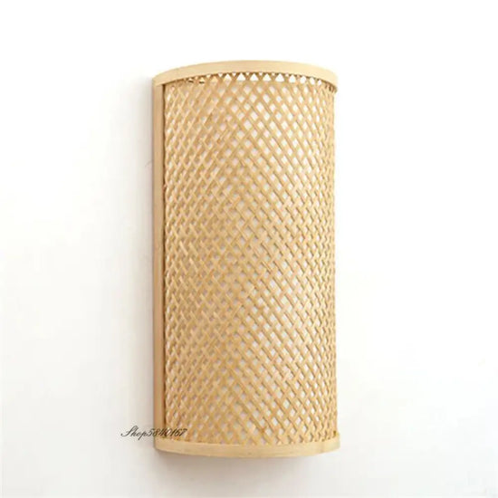 Applique Murale Demi-Cylindrique en Bambou Beige