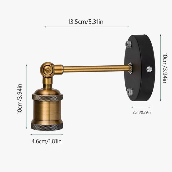 Applique Murale Double Élégante Lampe Vintage Cuivrée Chambre