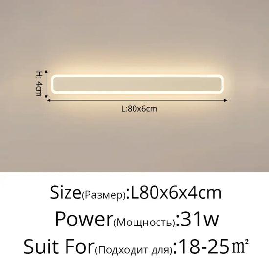 Applique Murale Élégante Design Contemporain Lumineux. Blanc L80X6Cm 31W / Chaud (2700-3500K)