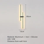 Applique Murale Élégante Design Contemporain Minimaliste B-80Cm-Noir / Lumière Naturelle Chambre