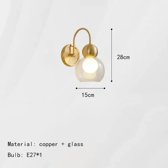 Applique Murale Élégante Designer Laiton Verre Verre B-Gold-Clear / Lumière Chaude Chambre