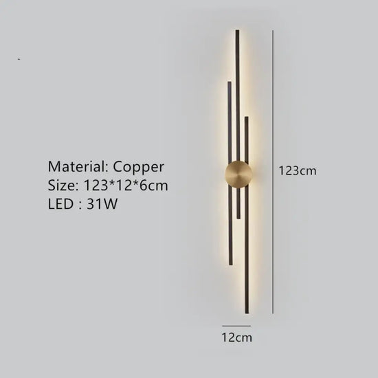 Applique Murale Élégante Éclairage Ambiance Moderne. B-Noir 123Cm / 3 Modifiables Chambre