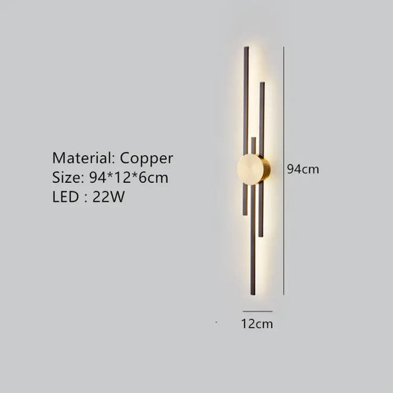 Applique Murale Élégante Éclairage Ambiance Moderne. B-Noir 94Cm / 3 Modifiables Chambre