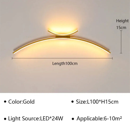 Applique Murale Élégante Suspension Lumineuse Moderne Or 1 Pièce 100Cm / Lumière Tricolore Chambre