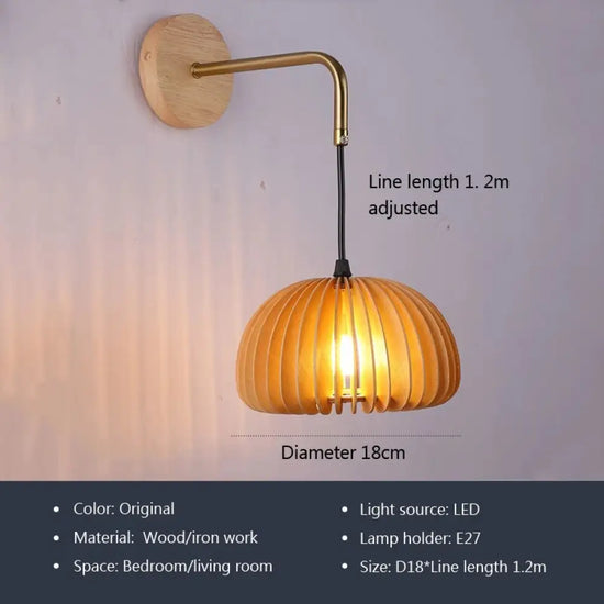 Applique Murale En Bois Brut Zen Minimaliste B / Avec Ampoule Chambre