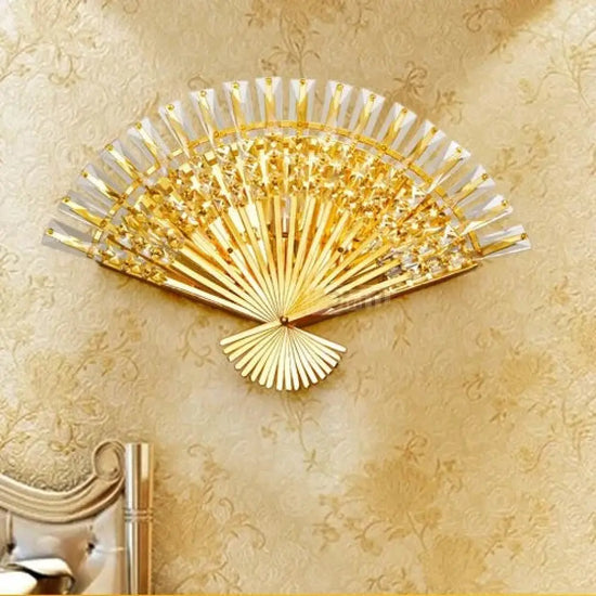 Applique Murale En Cristal Design Lumineux Éventail Inox. Applique Chambre