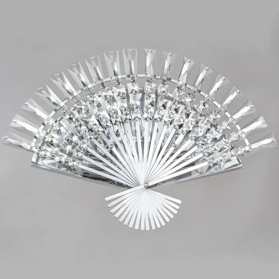 Applique Murale En Cristal Design Lumineux Éventail Inox. Applique Chambre