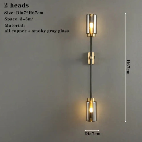 Applique Murale En Cuivre: Lumière Design Sophistiquée 2 Têtes / Pas D’ampoule Chambre